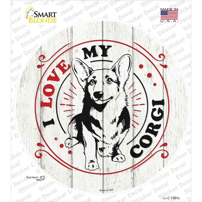 I Love My Corgi Novelty Circle Sticker Decal