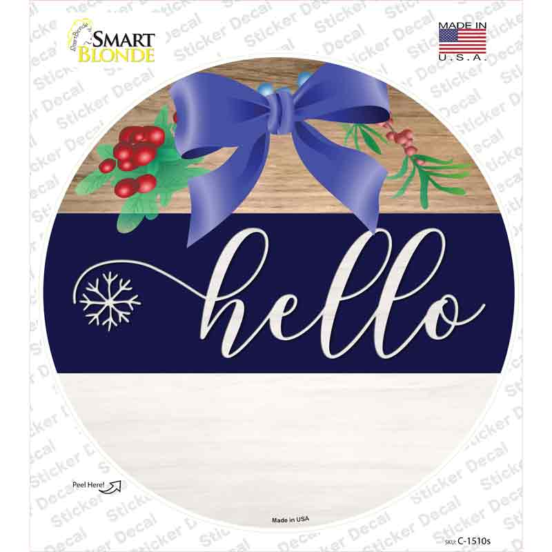 Hello Bow Novelty Circle Sticker Decal