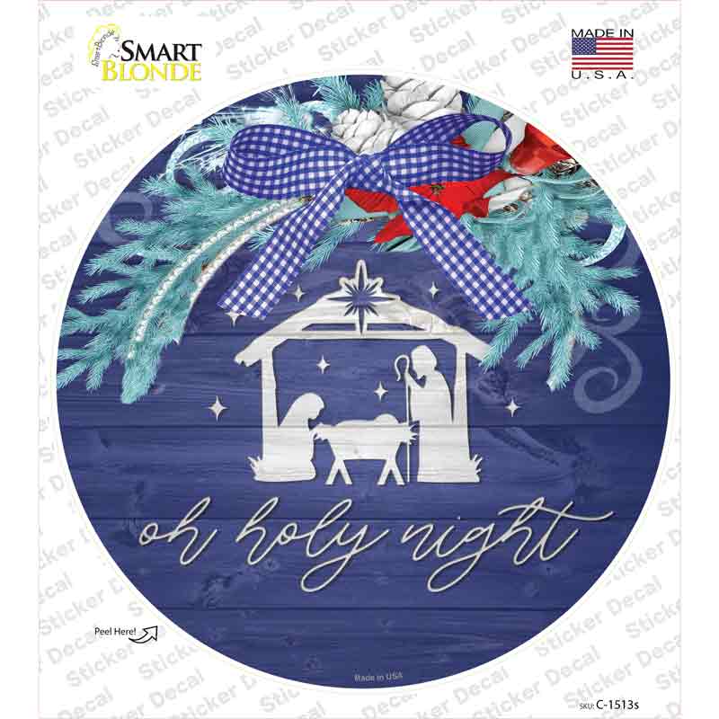 Oh Holy Night Manger Novelty Circle Sticker Decal