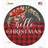 Hello Christmas Plaid Novelty Circle Sticker Decal