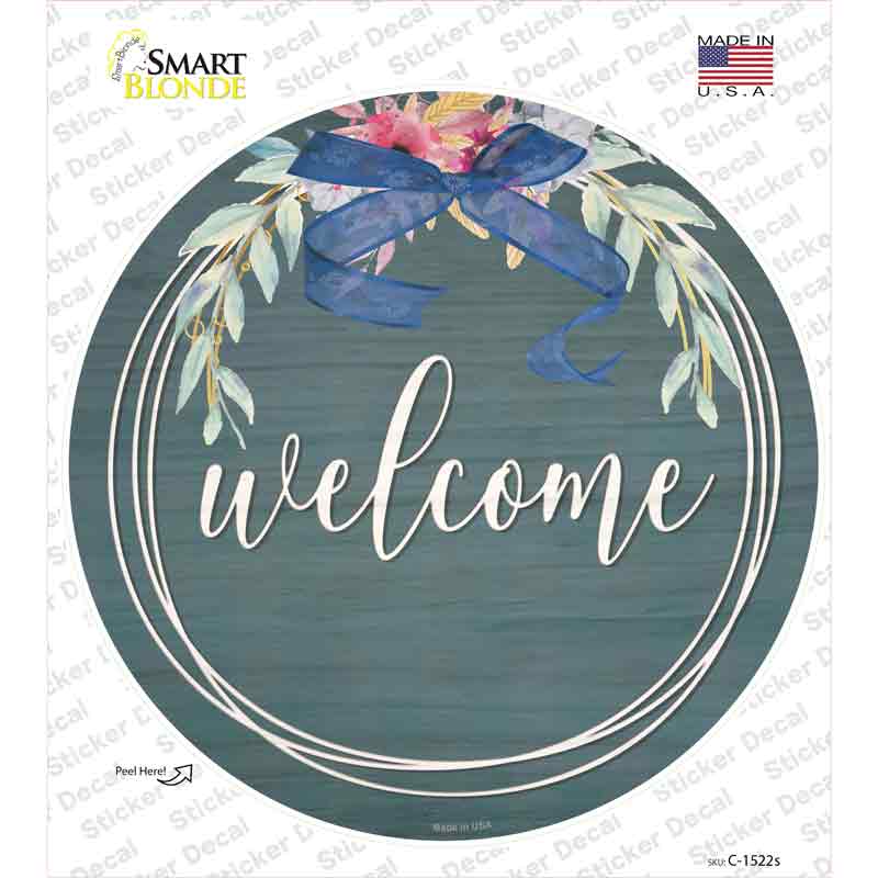 Welcome Wreath Novelty Circle Sticker Decal