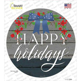 Happy Holidays Bow Novelty Circle Sticker Decal