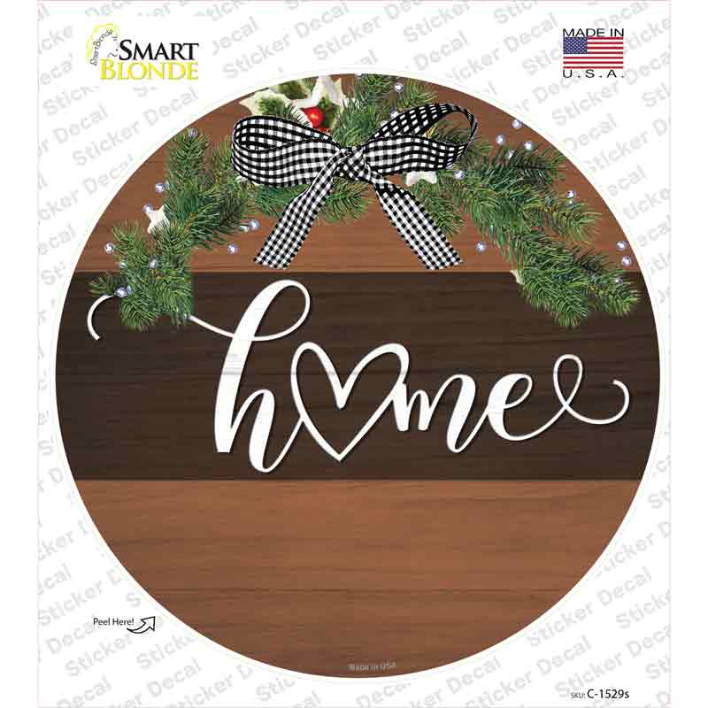 Home Bow Wreath Novelty Circle Sticker Decal