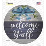 Welcome Yall Bow Wreath Novelty Circle Sticker Decal