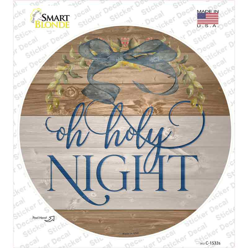 Oh Holy Night Bow Wreath Novelty Circle Sticker Decal