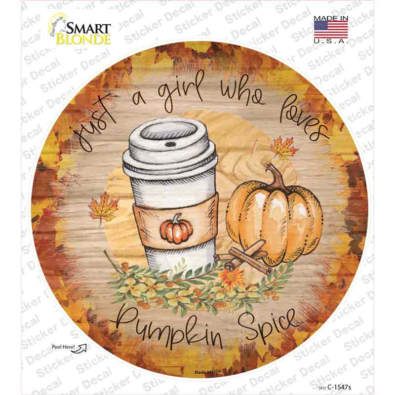 Pumpkin and Latte Novelty Circle Sticker Decal