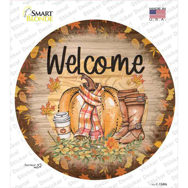 Welcome Pumpkin Novelty Circle Sticker Decal