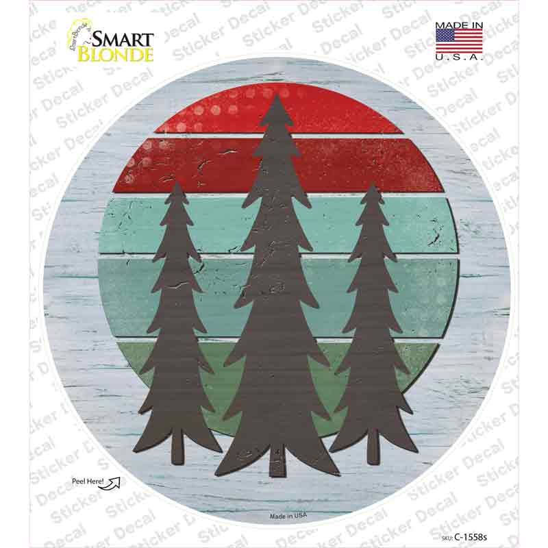 Three Trees Novelty Circle Sticker Decal
