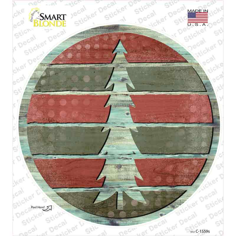 Tree Red and Green Novelty Circle Sticker Decal