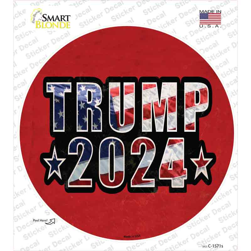 Trump 2024 American Flag Novelty Circle Sticker Decal