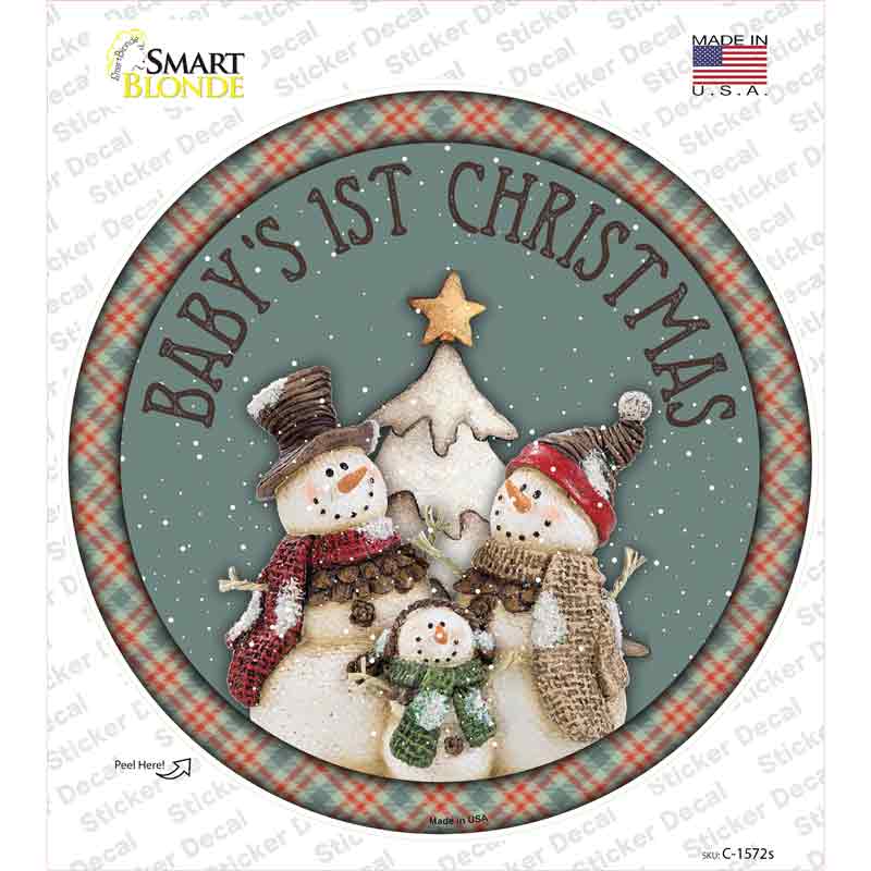 Babys First Christmas Novelty Circle Sticker Decal