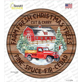 Farm Fresh Christmas Trees Red Novelty Circle Sticker Decal