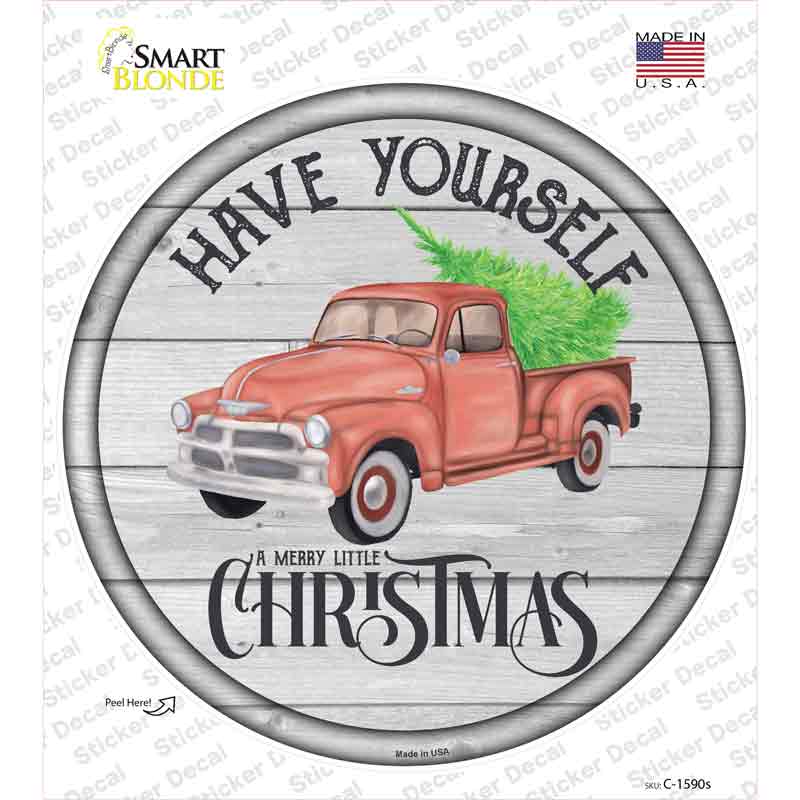 Merry Little Christmas Novelty Circle Sticker Decal