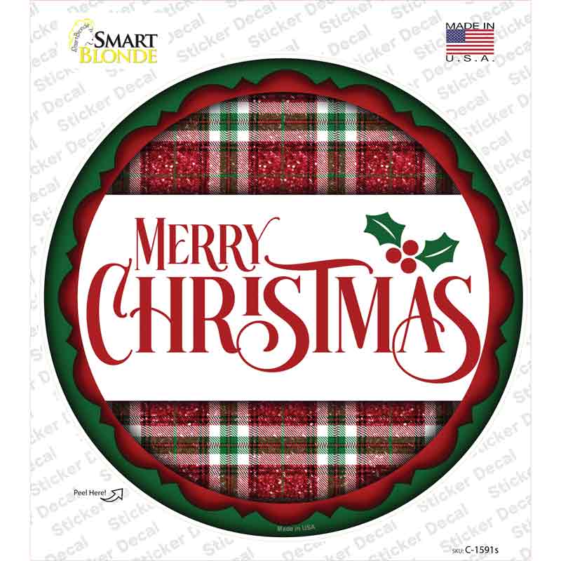 Merry Christmas Red and Green Novelty Circle Sticker Decal