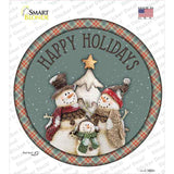 Happy Holidays Snowman Novelty Circle Sticker Decal