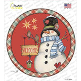 Welcome Snowman Novelty Circle Sticker Decal