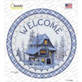 Welcome Snowy House Novelty Circle Sticker Decal