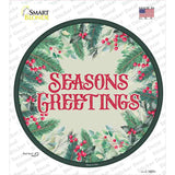 Seasons Greetings Red Novelty Circle Sticker Decal