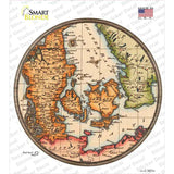 Denmark Map Novelty Circle Sticker Decal