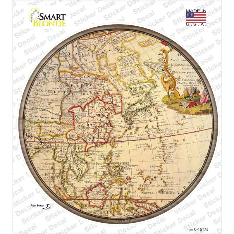 East Asia Map Novelty Circle Sticker Decal