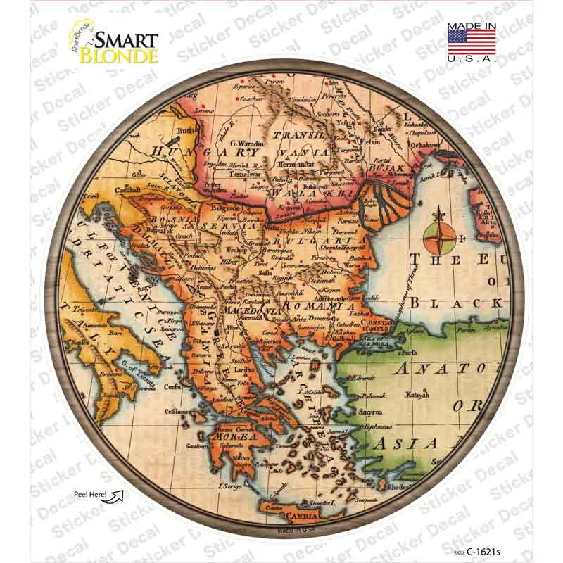 Former Yugoslavia Map Novelty Circle Sticker Decal