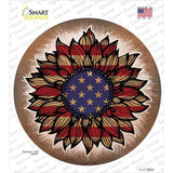 USA Flag Sunflower Novelty Circle Sticker Decal