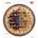 USA Flag Sunflower Home of the Free Novelty Circle Sticker Decal