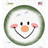 Dark Green Snowman Face Novelty Circle Sticker Decal