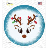 Blue Reindeer Face Novelty Circle Sticker Decal