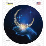 Moon In Hand Novelty Circle Sticker Decal