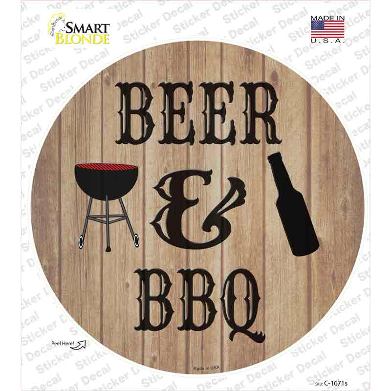 Beer And BBQ Novelty Circle Sticker Decal