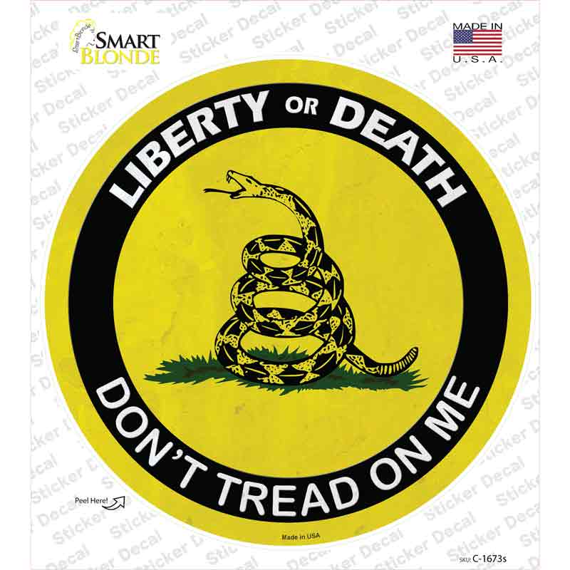 Liberty Or Death Gadsden Novelty Circle Sticker Decal