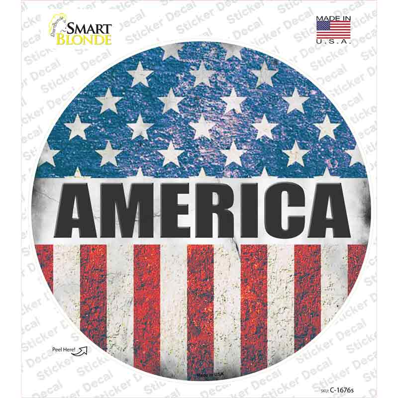 America Flag Background Novelty Circle Sticker Decal