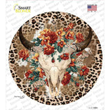 Cow Skull In Flowers Novelty Circle Sticker Decal