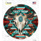 Cow Skull Aztec Vibrant Print Novelty Circle Sticker Decal