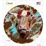 Highland Cattle On Mixed Print Novelty Circle Sticker Decal