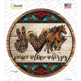 Peace Love Horses Novelty Circle Sticker Decal