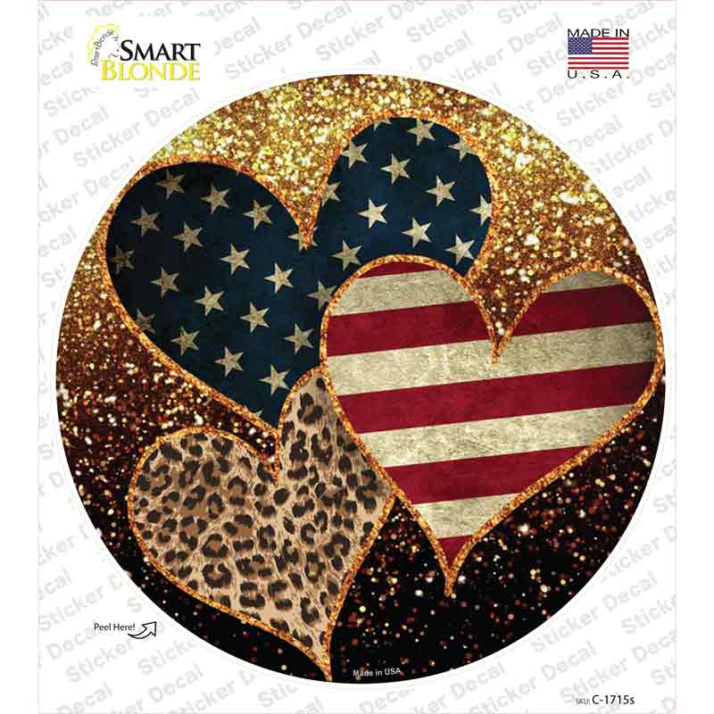 Stars Stripes Animal Print Hearts Novelty Circle Sticker Decal