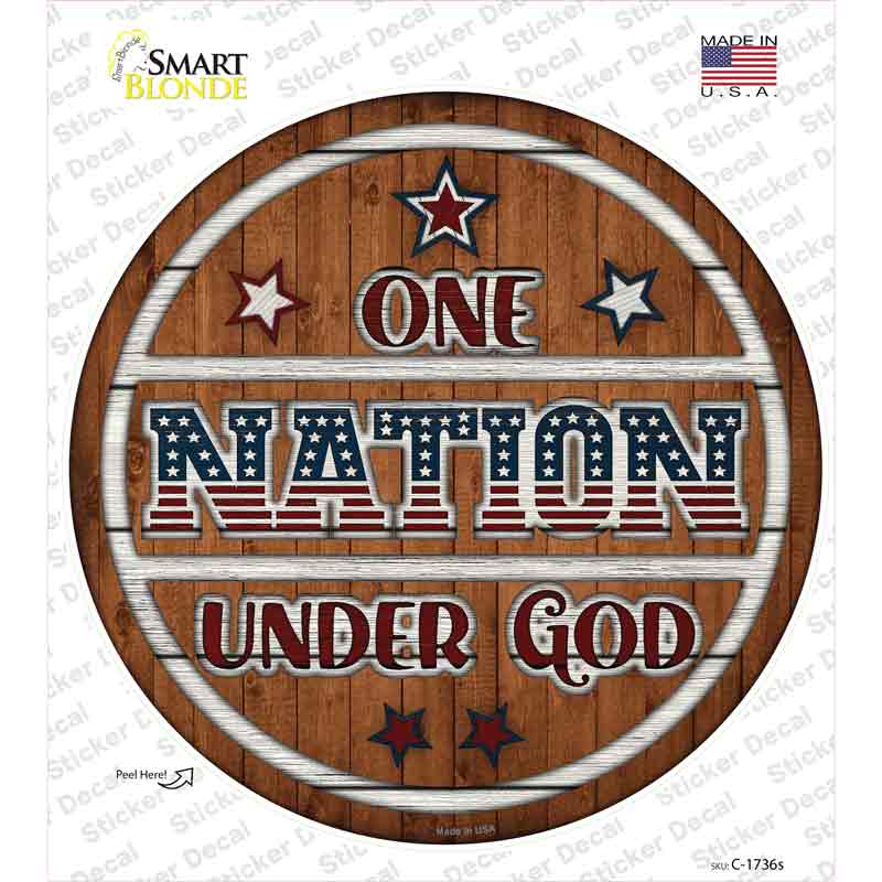 One Nation Wood Novelty Circle Sticker Decal
