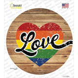 Love Heart On Wood Novelty Circle Sticker Decal