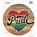 Pride Heart On Wood Novelty Circle Sticker Decal