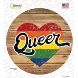 Queer Heart On Wood Novelty Circle Sticker Decal