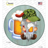 Beer Camo Grilling Gnome Novelty Circle Sticker Decal