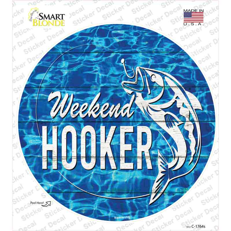 Weekend Hooker Bass Water Background Novelty Circle Sticker Decal