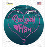 Reel Girls Fish Heart Novelty Circle Sticker Decal