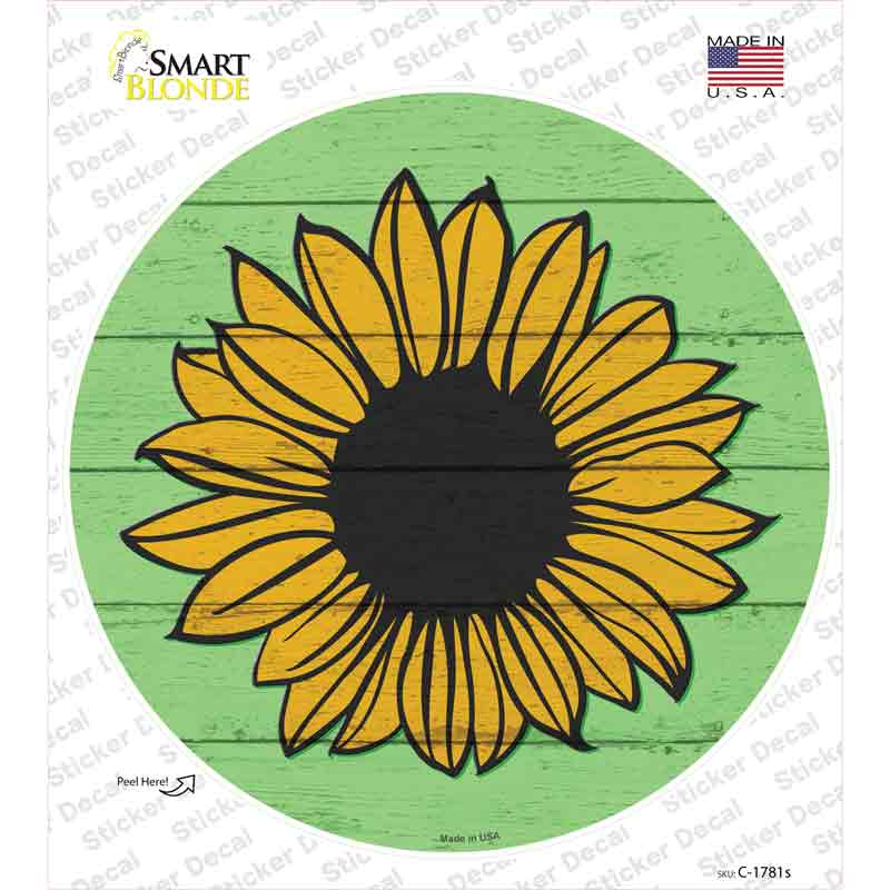 Sunflower Green Background Novelty Circle Sticker Decal