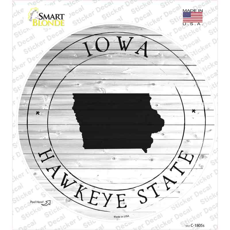 Iowa Hawkeye State Novelty Circle Sticker Decal