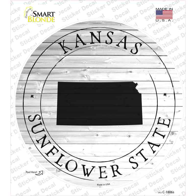 Kansas Sunflower State Novelty Circle Sticker Decal