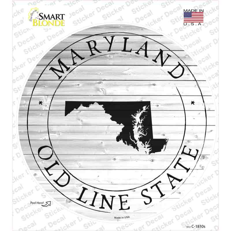Maryland Old Line State Novelty Circle Sticker Decal