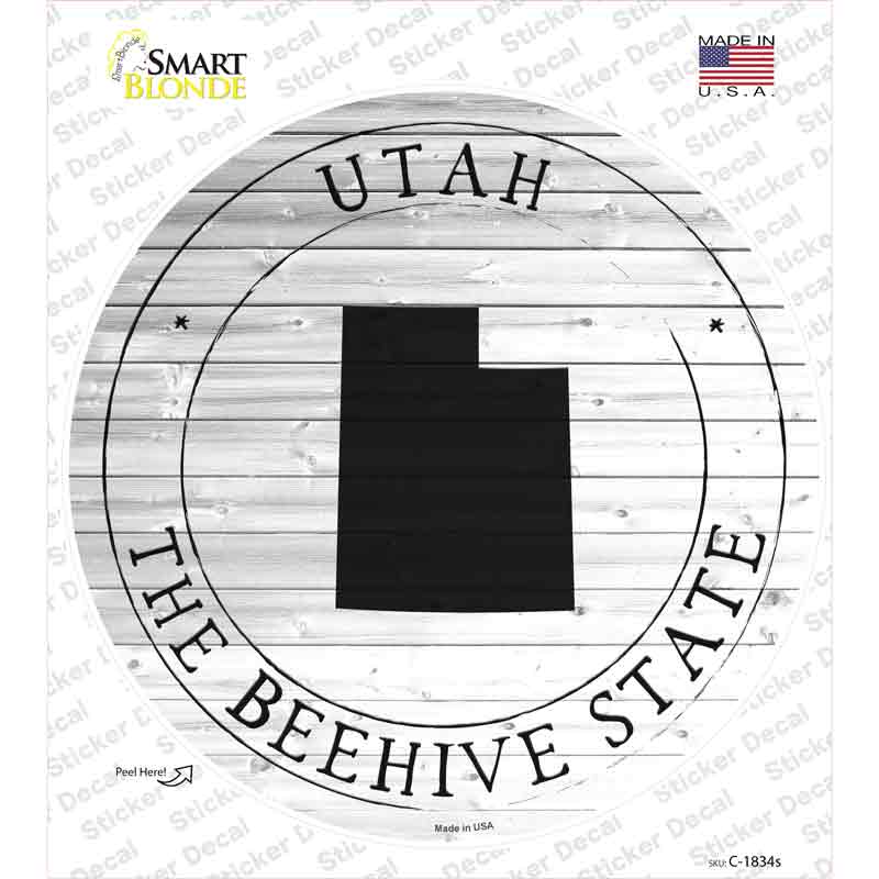Utah Beehive State Novelty Circle Sticker Decal